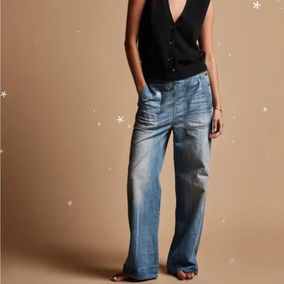 James Perse Blue Flare Wide-Leg Jeans